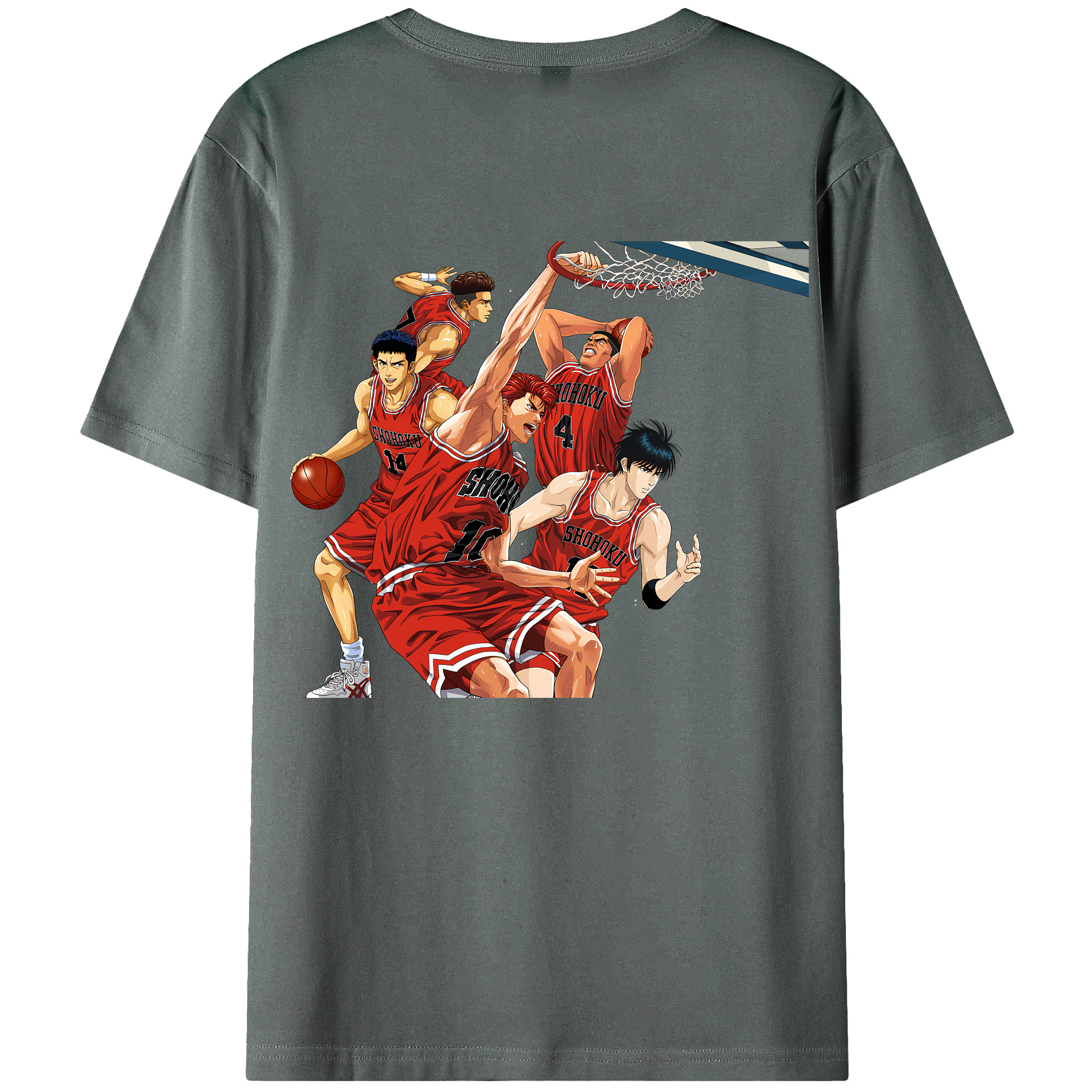 （画像用） SLAM DUNK／スラムダンク 綿100％ メンズ半袖Tシャツ（バックプリント） 通気性